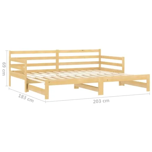 Dnevni krevet na izvlačenje 2 x (90 x 200) cm masivna borovina - Prirodna Cijena