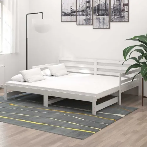 Dnevni ležaj na izvlačenje bijeli od borovine 2 x (90 x 200) cm - Bijela Cijena