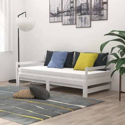 Dnevni ležaj na izvlačenje bijeli od borovine 2 x (90 x 200) cm - Bijela Cijena