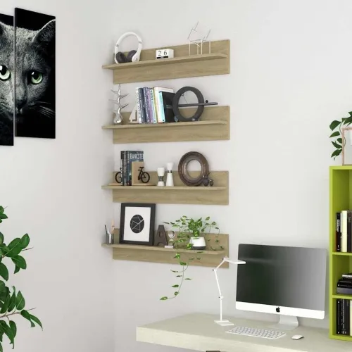 Zidne police 4 kom boja hrasta sonome 80x11,5x18 cm od iverice - Sonoma hrast 4 Cijena