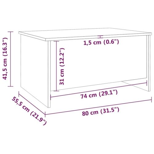 Stolić za kavu bijeli 80x55,5x41,5 cm od konstruiranog drva - Bijela 80 x 55 x 41.5 cm Cijena