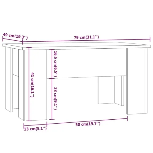 Stolić za kavu crni 79 x 49 x 41 cm od konstruiranog drva - Crna 79 x 49 x 42.5 cm Cijena