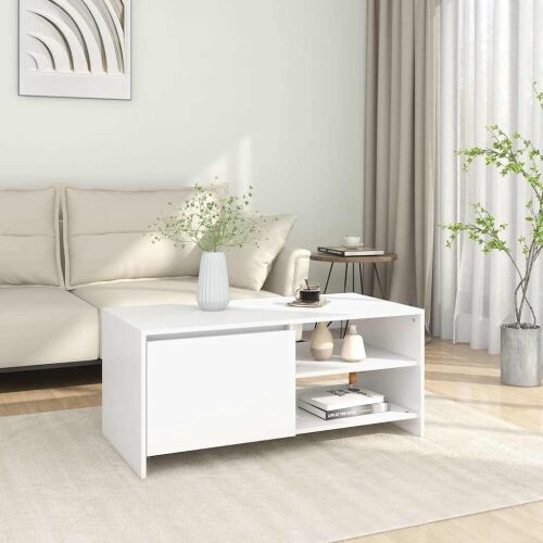 Stolić za kavu bijeli 102 x 50 x 45 cm od konstruiranog drva - Bijela Cijena