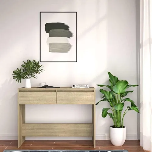 Konzolni stol boja hrasta 100 x 35 x 76,5 cm konstruirano drvo - Sonoma hrast Cijena