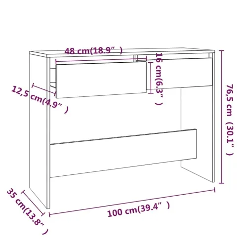 Konzolni stol boja hrasta 100 x 35 x 76,5 cm konstruirano drvo - Sonoma hrast Cijena