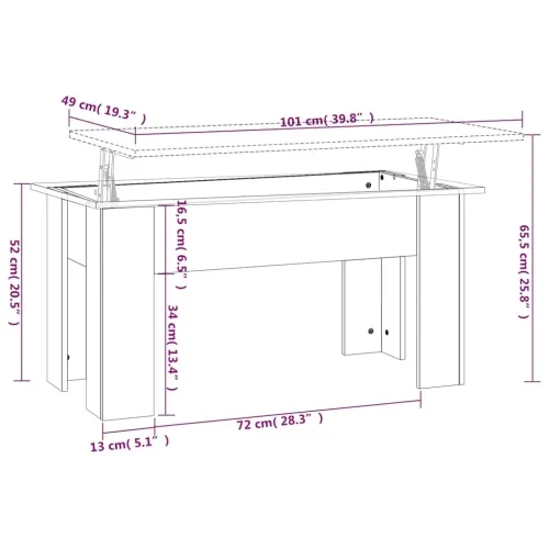 Stolić za kavu smeđa boja hrasta 101x49x52 cm konstruirano drvo - Smeđi hrast 101 x 49 x 52.5 cm Cijena