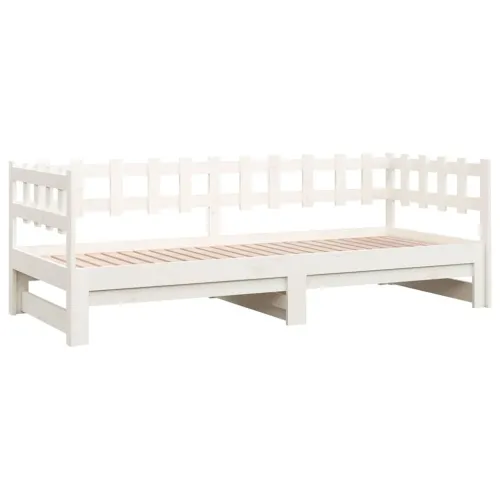Dnevni ležaj na izvlačenje bijeli 2x(90x190)cm masivna borovina - Bijela 90 x 190 cm Cijena