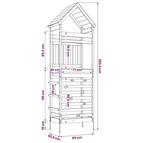 Vanjski Igrački Toranj Prirodna 53 x 85 x 264 cm - Masivna impregnirana borovina Cijena