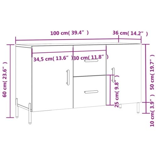 Komoda boja dimljenog hrasta 100 x 36 x 60 cm konstruirano drvo - Dimljeni hrast Cijena