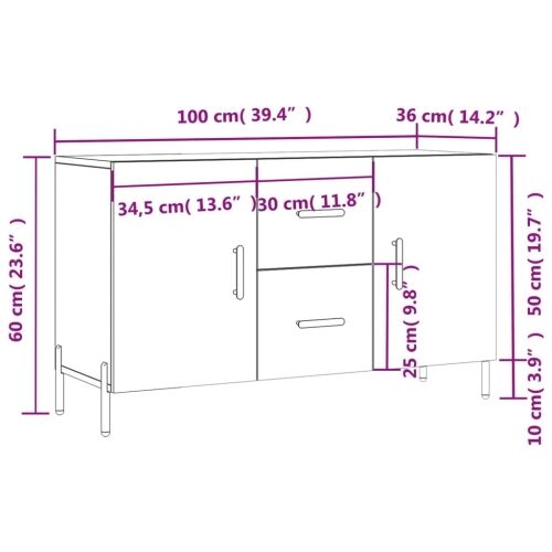Komoda boja hrasta sonome 100 x 36 x 60 cm konstruirano drvo - Sivi hrast sonoma Cijena
