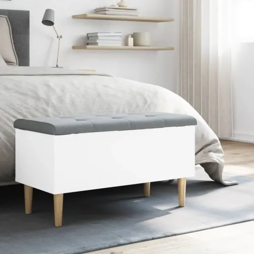 Klupa za pohranu bijela 82x42x46 cm od konstruiranog drva - Bijela 82 x 42 x 46 cm Cijena