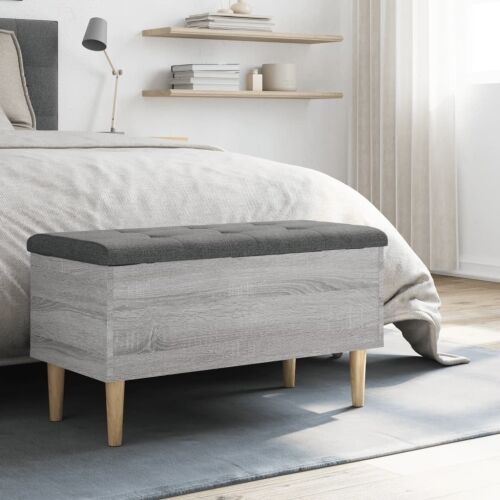 Klupa za pohranu siva boja hrasta 82x42x46 cm konstruirano drvo - Sivi hrast sonoma 82 x 42 x 46 cm Cijena