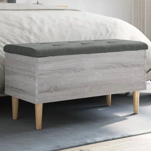 Klupa za pohranu siva boja hrasta 82x42x46 cm konstruirano drvo - Sivi hrast sonoma 82 x 42 x 46 cm Cijena