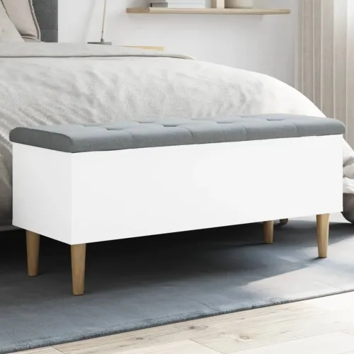 Klupa za pohranu bijela 102x42x46 cm od konstruiranog drva - Bijela 102 x 42 x 46 cm Cijena