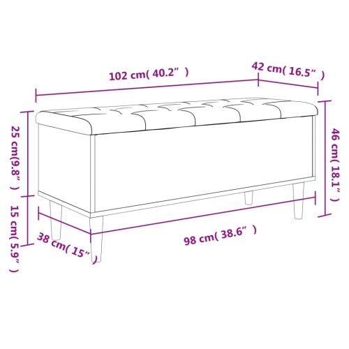 Klupa za pohranu siva boja hrasta 102x42x46cm konstruirano drvo - Sivi hrast sonoma 102 x 42 x 46 cm Cijena