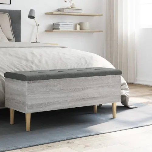 Klupa za pohranu siva boja hrasta 102x42x46cm konstruirano drvo - Sivi hrast sonoma 102 x 42 x 46 cm Cijena