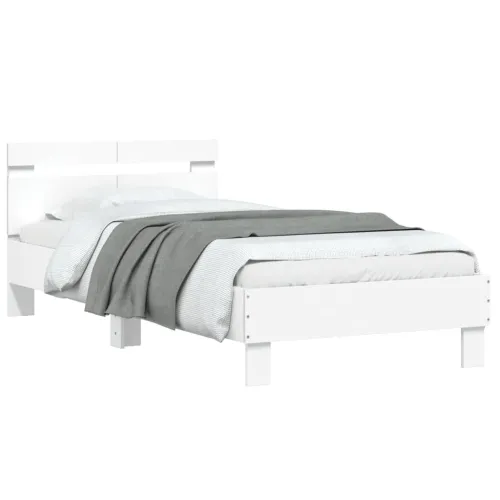 Okvir za krevet s uzglavljem i LED svjetlima bijeli 100x200 cm - Bijela 100 x 200 cm Cijena