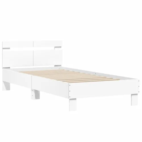 Okvir za krevet s uzglavljem i LED svjetlima bijeli 100x200 cm - Bijela 100 x 200 cm Cijena