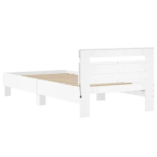 Okvir za krevet s uzglavljem i LED svjetlima bijeli 100x200 cm - Bijela 100 x 200 cm Cijena