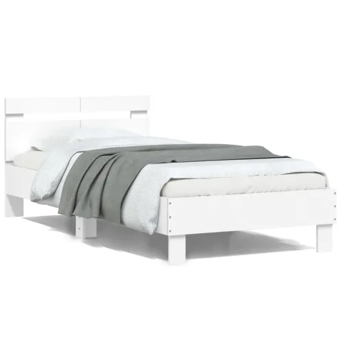 Okvir za krevet s uzglavljem i LED svjetlima bijeli 100x200 cm - Bijela 100 x 200 cm Cijena
