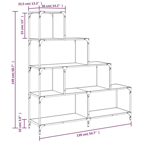 Regal za knjige s 4 razine boja hrasta 139x33,5x149 cm drveni - Sonoma hrast Cijena