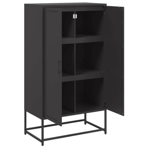 Visoka komoda crna 68,5 x 38,5 x 123,5 cm čelična - Crna Cijena