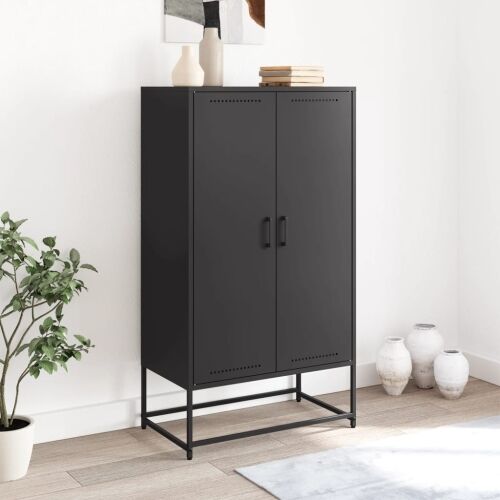 Visoka komoda crna 68,5 x 38,5 x 123,5 cm čelična - Crna Cijena