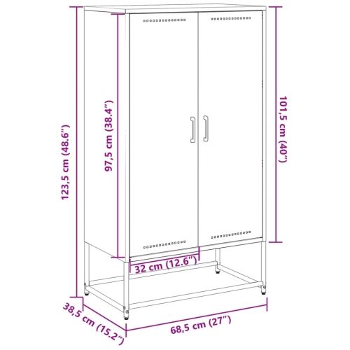 Visoka komoda crna 68,5 x 38,5 x 123,5 cm čelična - Crna Cijena
