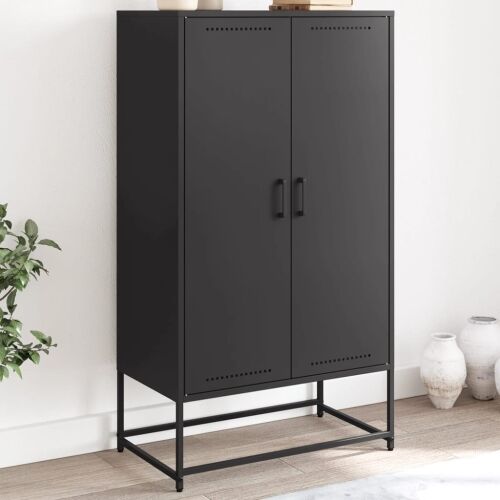Visoka komoda crna 68,5 x 38,5 x 123,5 cm čelična - Crna Cijena