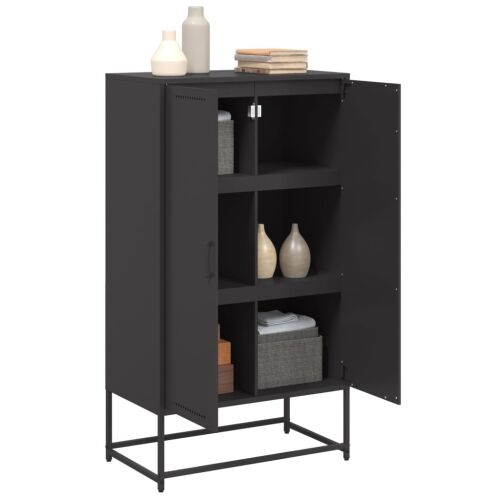 Visoka komoda crna 68,5 x 38,5 x 123,5 cm čelična - Crna Cijena