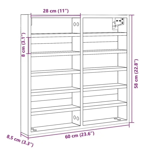 Vitrina boja hrasta sonome 60x8,5x58 cm konstruirano drvo - Sonoma hrast 60 x 8.5 x 58 cm Cijena