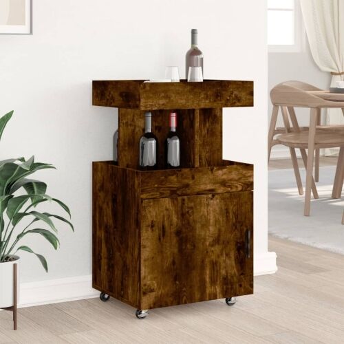 Barska kolica boja hrasta 50 x 41 x 89 cm konstruirano drvo - Dimljeni hrast Cijena
