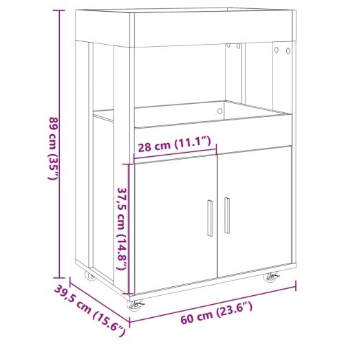 Barska kolica boja hrasta 60x39,5x89 cm od konstruiranog drva - Sonoma hrast Cijena