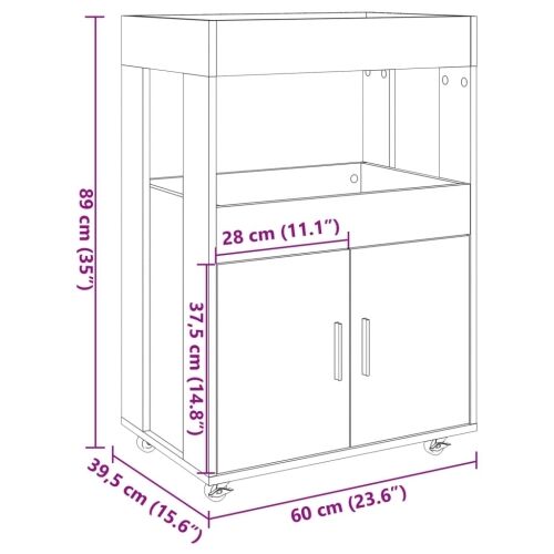 Barska kolica boja betona 60x39,5x89 cm od konstruiranog drva - Beton siva Cijena