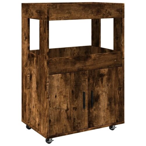Barska kolica boja hrasta 60x39,5x89 cm od konstruiranog drva - Dimljeni hrast Cijena