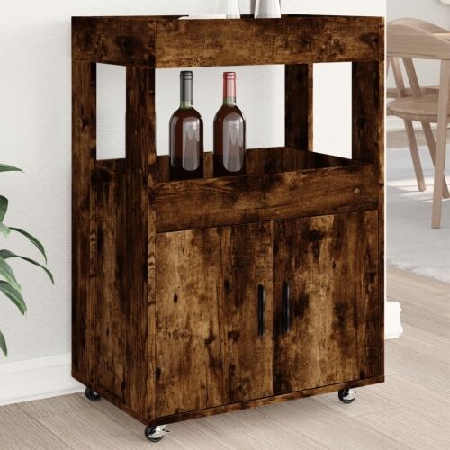 Barska kolica boja hrasta 60x39,5x89 cm od konstruiranog drva - Dimljeni hrast Cijena
