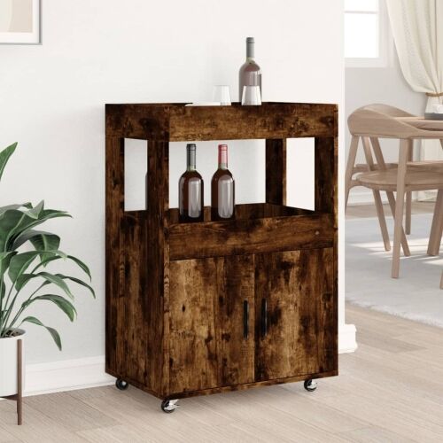 Barska kolica boja hrasta 60x39,5x89 cm od konstruiranog drva - Dimljeni hrast Cijena