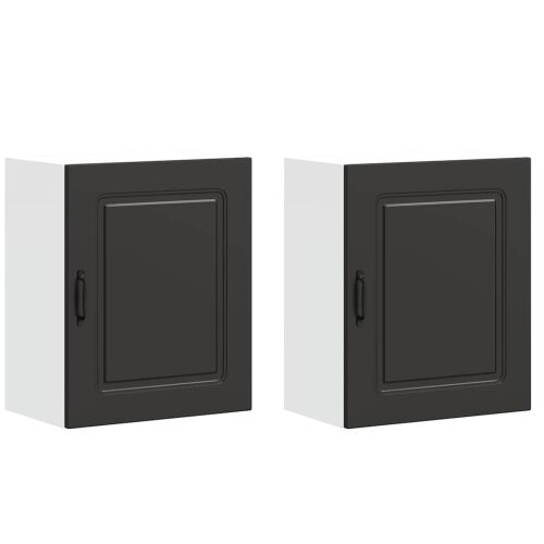 Zidni kuhinjski ormarići 2 kom Kalmar Crni inženjerski drvo - Crna 2x zidni ormarić (1 vrata) 50 cm širok 60 cm visok Cijena
