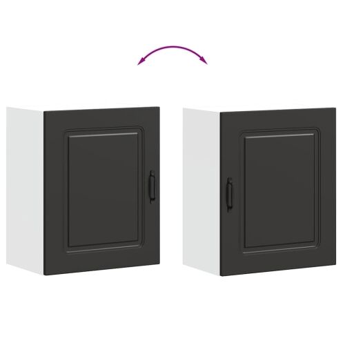 Zidni kuhinjski ormarići 2 kom Kalmar Crni inženjerski drvo - Crna 2x zidni ormarić (1 vrata) 50 cm širok 60 cm visok Cijena