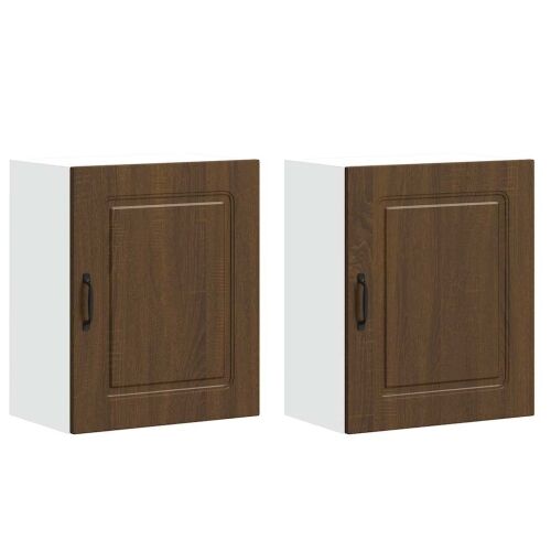 Zidni kuhinjski ormarići 2 kom Kalmar smeđi hrast, inženjersko drvo - Smeđi hrast 2x zidni ormarić (1 vrata) 50 cm širok 60 cm v Cijena