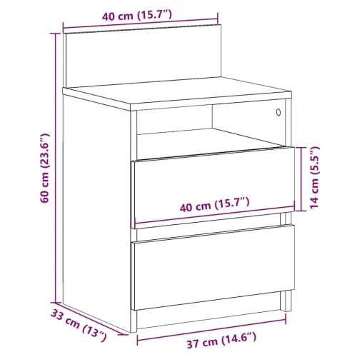 Noćni ormarić s 2 ladice crne boje 40x33x60 cm - Crna 1 Cijena