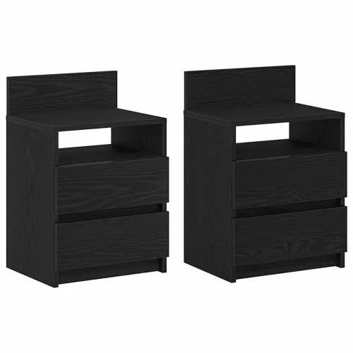 Noćni ormarići 2 kom s 2 ladice crne boje 40x33x60 cm - Crna 2 Cijena