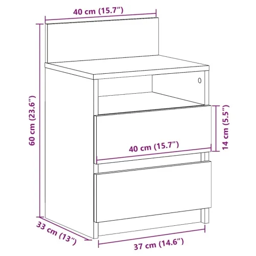 Noćni ormarići 2 kom s 2 ladice crne boje 40x33x60 cm - Crna 2 Cijena