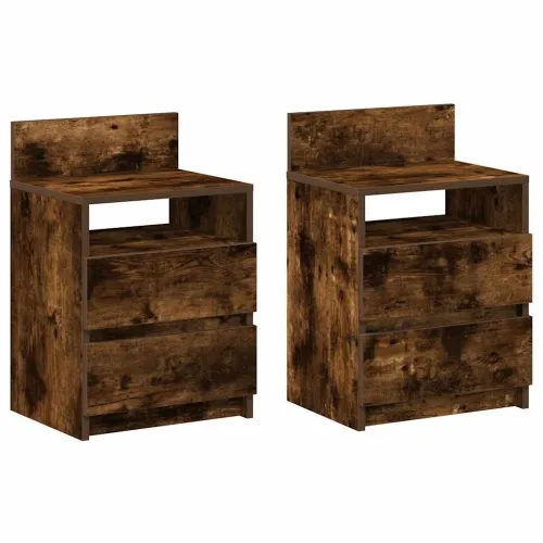 Noćni ormarići 2 kom s 2 ladice dimljeni hrast 40x33x60 cm - Dimljeni hrast 2 Cijena