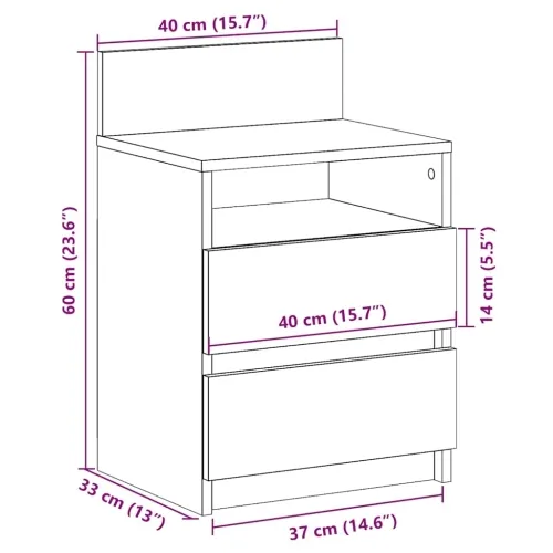 Noćni ormarići 2 kom s 2 ladice dimljeni hrast 40x33x60 cm - Dimljeni hrast 2 Cijena