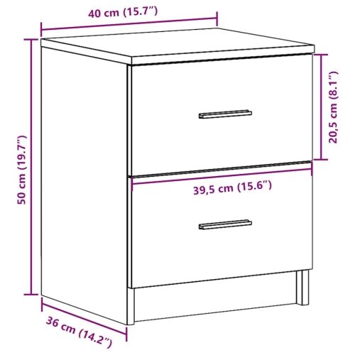 Noćni ormarići 2 kom s 2 ladice bijeli 40x36x50 cm - Bijela 2 Cijena
