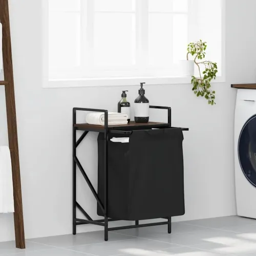Košara za rublje s 1 odjeljkom i policom, smeđa hrastova - Smeđi hrast 1 vrećica Cijena