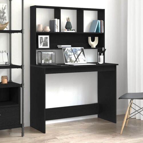 Radni stol s policama Crni hrast 102x45x148 cm Konstruirano drvo - Crni hrast Cijena