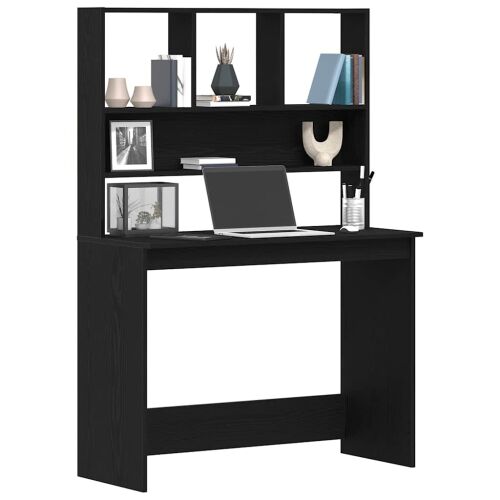 Radni stol s policama Crni hrast 102x45x148 cm Konstruirano drvo - Crni hrast Cijena