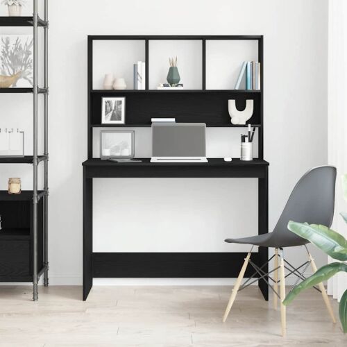 Radni stol s policama Crni hrast 102x45x148 cm Konstruirano drvo - Crni hrast Cijena